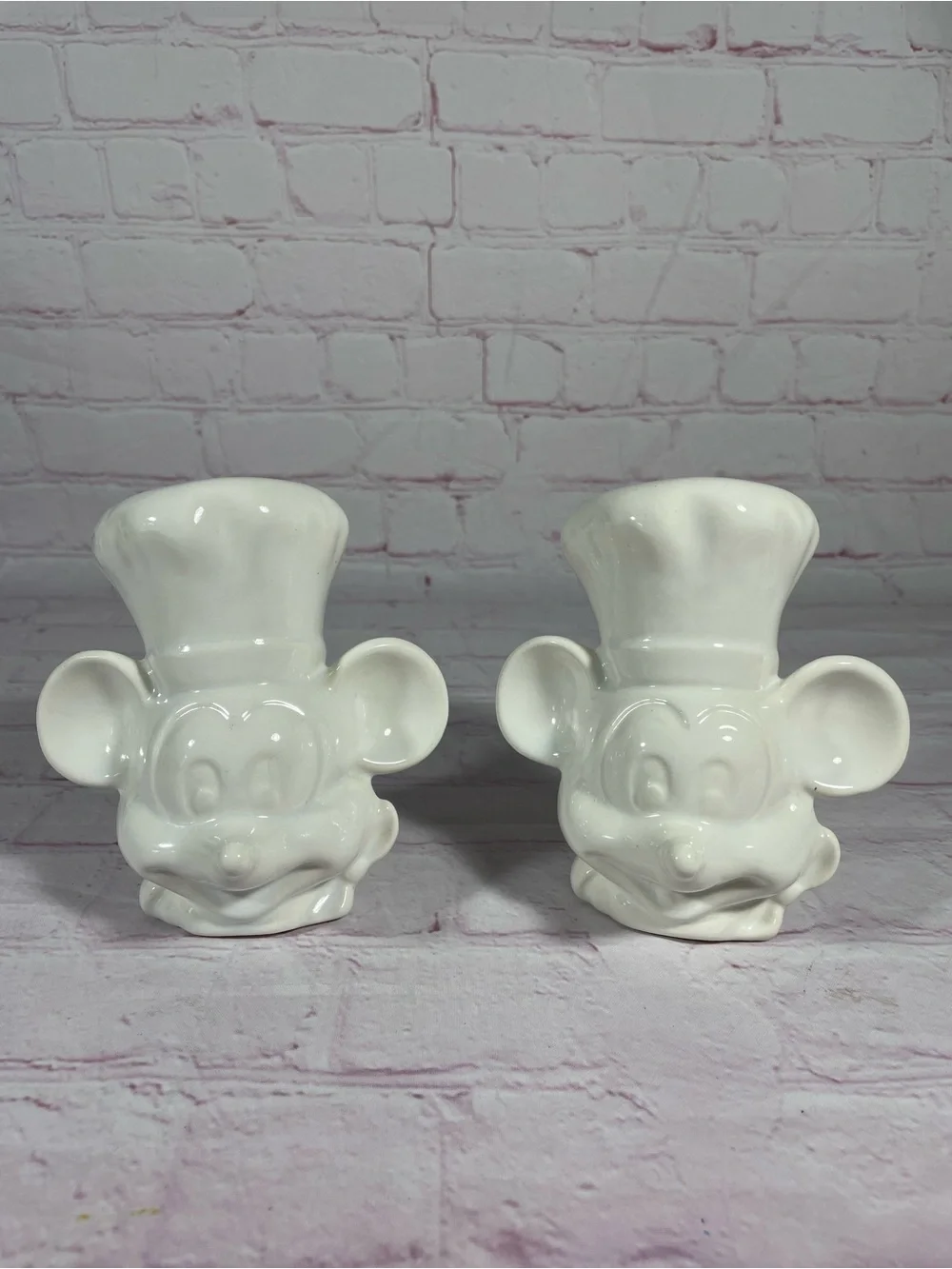 Vintage Disney Mickey Mouse In Chefs Hat Ceramic Salt and Pepper Shaker Pair
